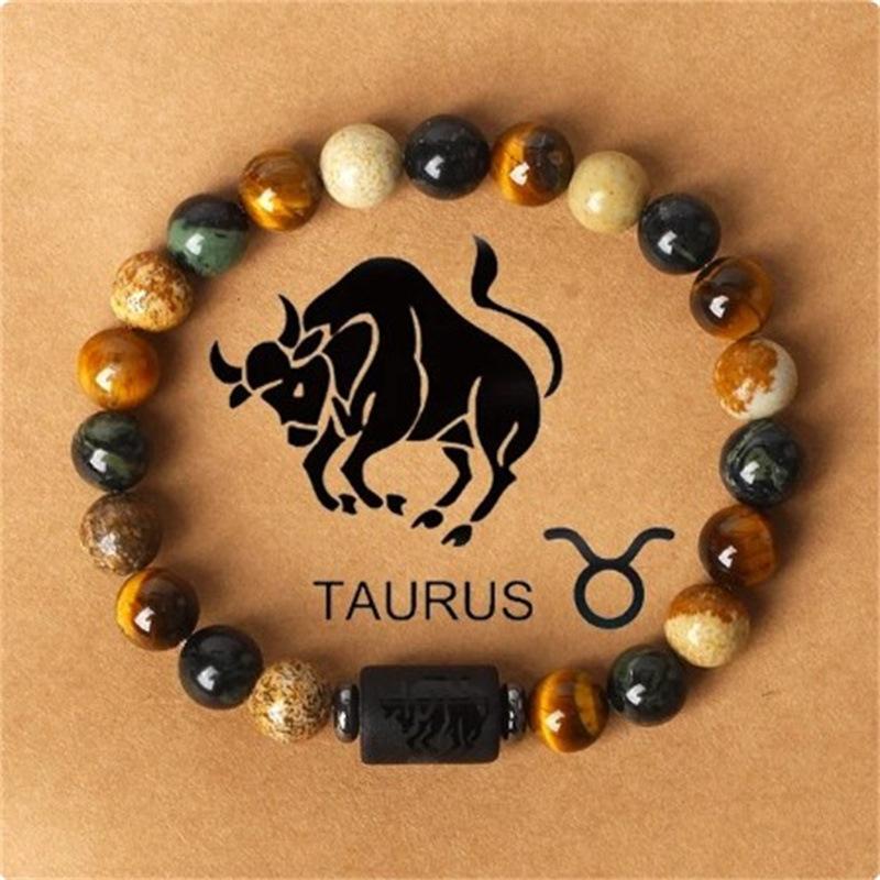12 Constellation Natural Stone Bracelet Classic Minimalist Yoga Meditation Jewelry For Women Men Birthday Valentine's Day Gift