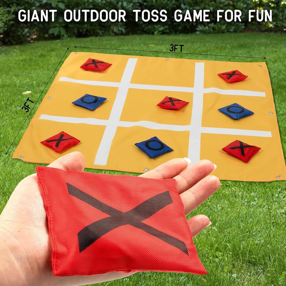 Tic Tac Toe Outdoor Game For Kids Yard Games Set With 10 X And O Bean Bags 8 Ground Spikes Drawstring Storage Bag For Outdoor