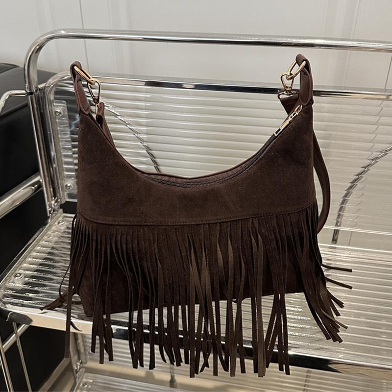 

2025 новий модний дизайн сумка з бахромою ретро матова шкіра кросбоді текстура великої місткості жіноча сумка на плече