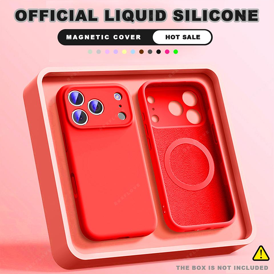 Custodia Ufficiale Magnetica in Silicone Liquido per iPhone 16E 16 15 14 Plus 12 13 16 Pro Max Caricatore Magsafe Protezione Copertura Morbida