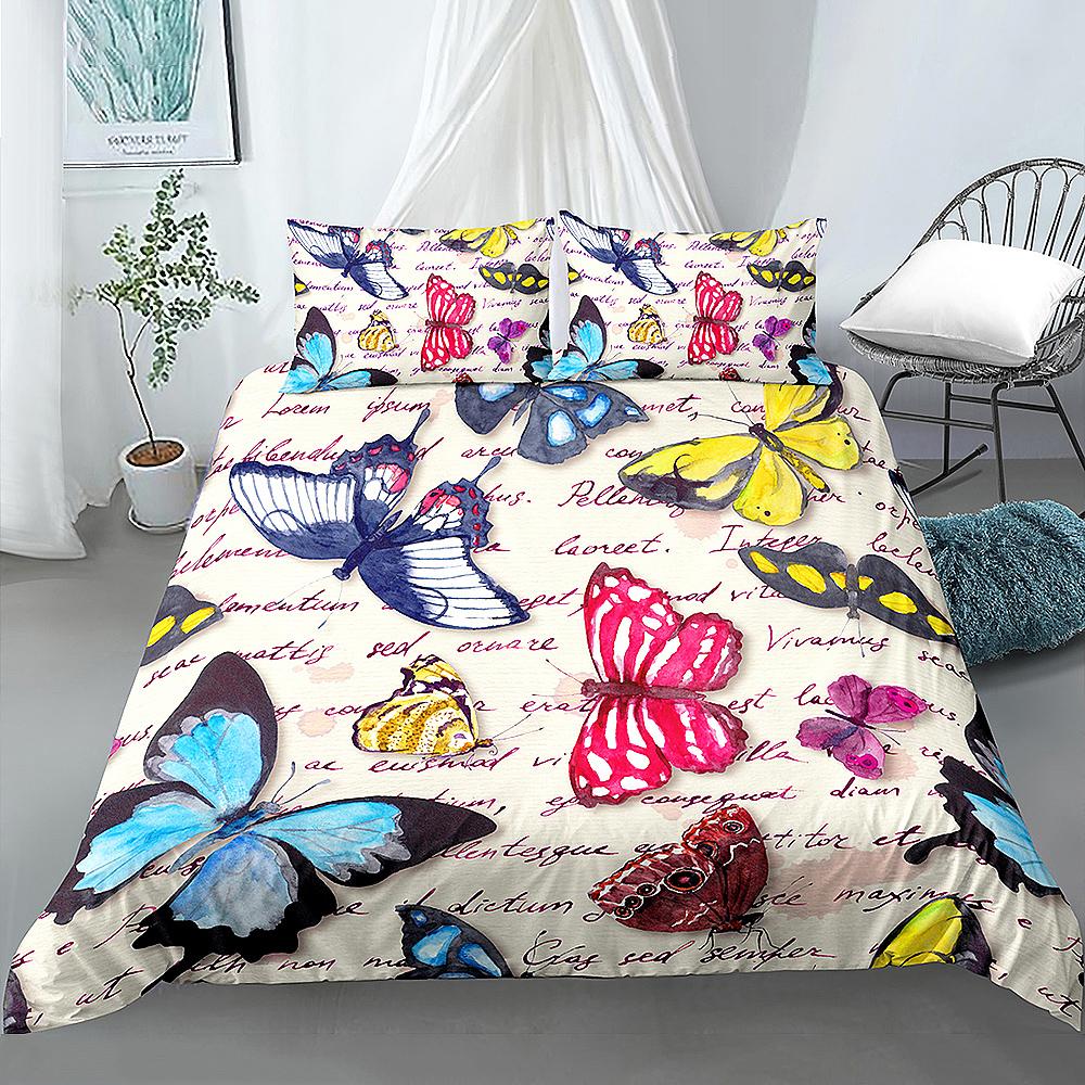 Butterfly Aesthetics Duvet Cover King Queen Beautiful Blue Flying Insect Pattern Print Bedding Set 2/3pcs Polyester Quilt Cover