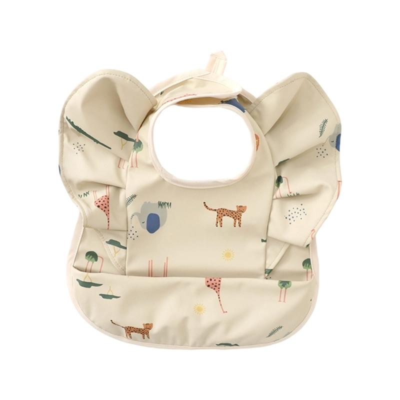 Cute Flying Sleeve Shaped Feeding Bib with Water Proofing Layer, Adjustable Saliva Towel for Baby 6-36 Months