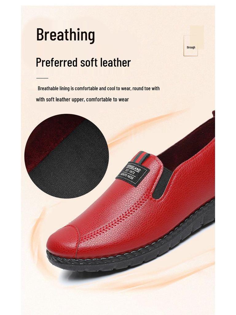 Korean Waterproof Leather Casual Sports Shoes for Middle-Aged and Elderly Women