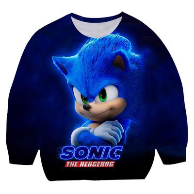 Fall 2025 Boys Sonic 2 Pullover O Neck Sweatshirt Cartoon Kids Long Sleeve Sweatshirt Kids Clothing Baby Boys Cartoon Top 2-14 Years