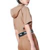 FILA X Magic Stick Collaboration Solid Color Casual Hooded Short Sleeve T-Shirt Women Tops Light-Khaki F11W329112F-DK