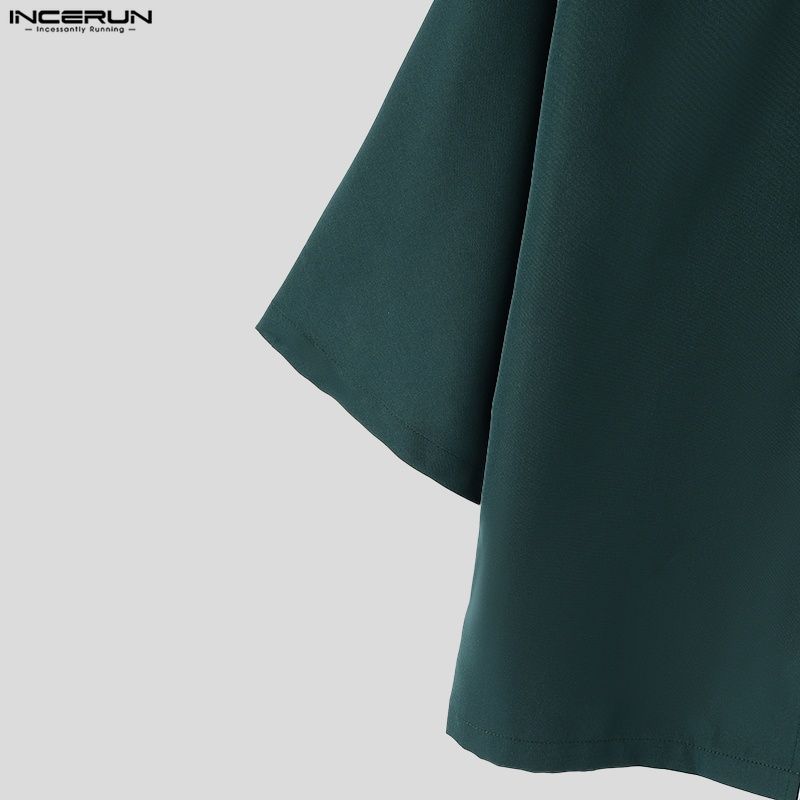 INCERUN Übergroße Herren Reverskragen 3/4 Ärmel Print Retro Knoten Lässig Locker Strickjacke Hemden Oberteile