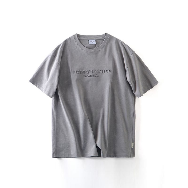 American Workwear Waste Soil Pure Cotton Short Sleeve T-Shirt Men s 2024 New Arrival Trendy Summer Bottoming Shirt Export Cotton T-shirt Grey L