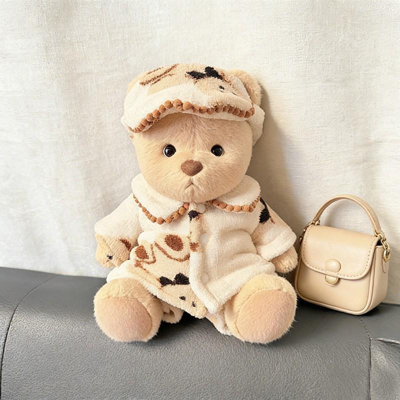 Medium Bear Outfit - Blue Pink Striped Carrot Overalls Set