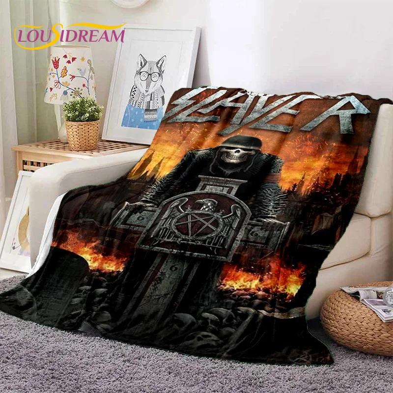 3D Rock Slayer Heavy Metal Band Soft Flannel Blankets,Throw Blanket Comfortable Blanket for Picnic Beds Sofa Home Bedroom Gifts