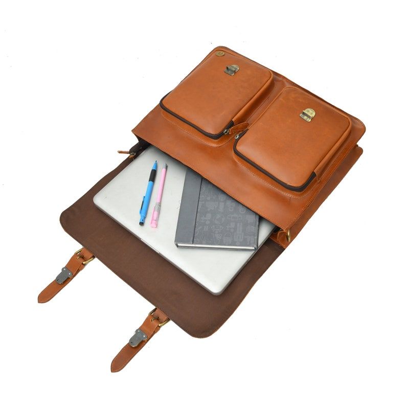Leather Messenger Bag: Laptop Crossbody Satchel