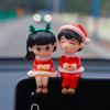 1-10Pairs Christmas Couple Figurine Crystal Ball Ornament Miniature Scene Sitting Decor DIY Desktop Car Decor Holiday Gift