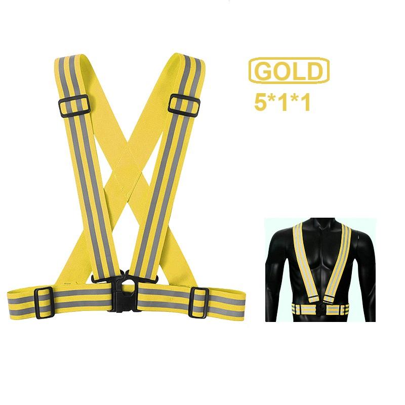

5*1*1 см светоотражающий жилет для мотоцикла, регулируемая эластичная куртка, ночное предупреждение, бег, светящийся светоотражатель, ремни безопасности для велосипедистов золотой