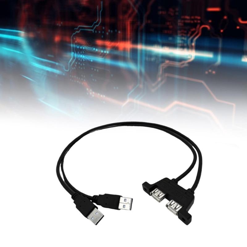 Double USB Male To Female Extension Cable Twin Port USB2.0 Extension Cable With Screw Hole Panel Mounting USB2.0
