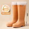 Women's extra high cm medium and big red rubber shoes wedding shoes women's shoes urban commuter water shoes sweet sa long tube rain shoes