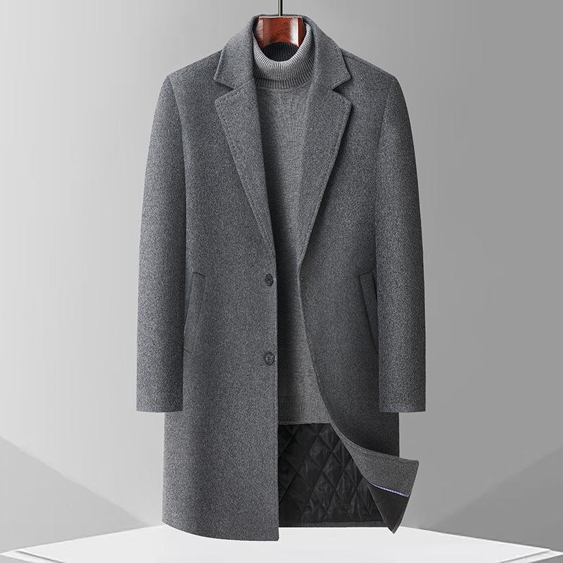 Men's Thickened Wool Trench Coat - Mid-Length, Autumn/Winter Business Style