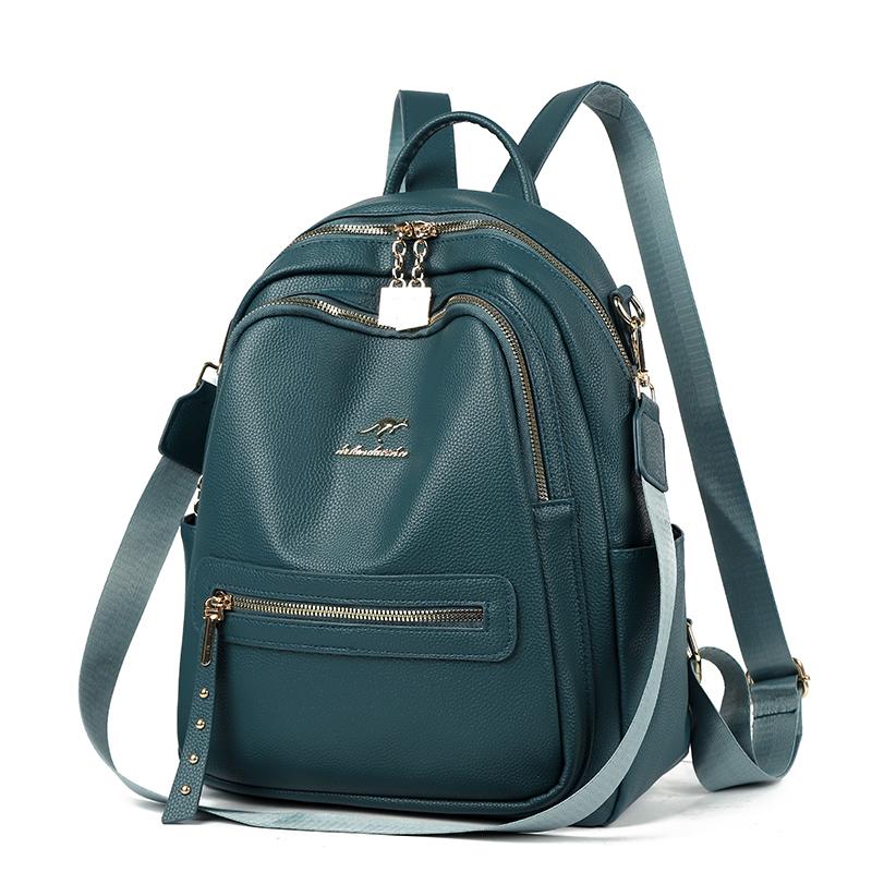 Vintage Backpack Women's Solid Color Backpack Large Capacity Schoolbag