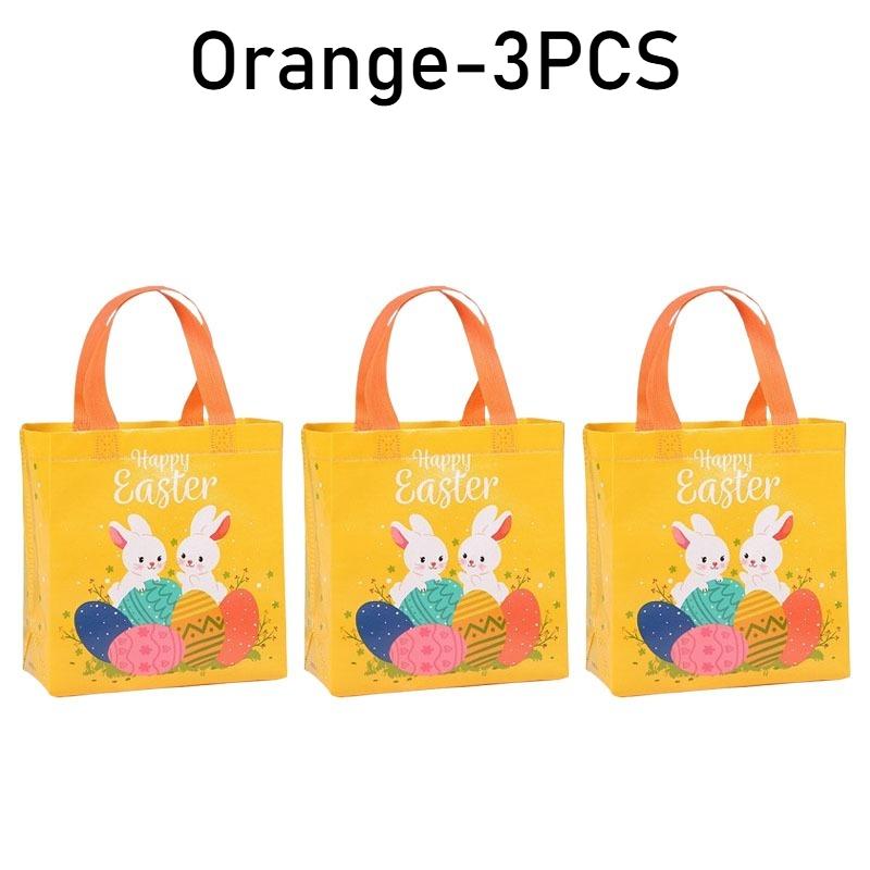1-10PCS Easter Non Woven Tote BagDurable Dustproof Moistureproof Foldable GiftShopping Bag BunnyEgg Print Retail Merchandise Bag