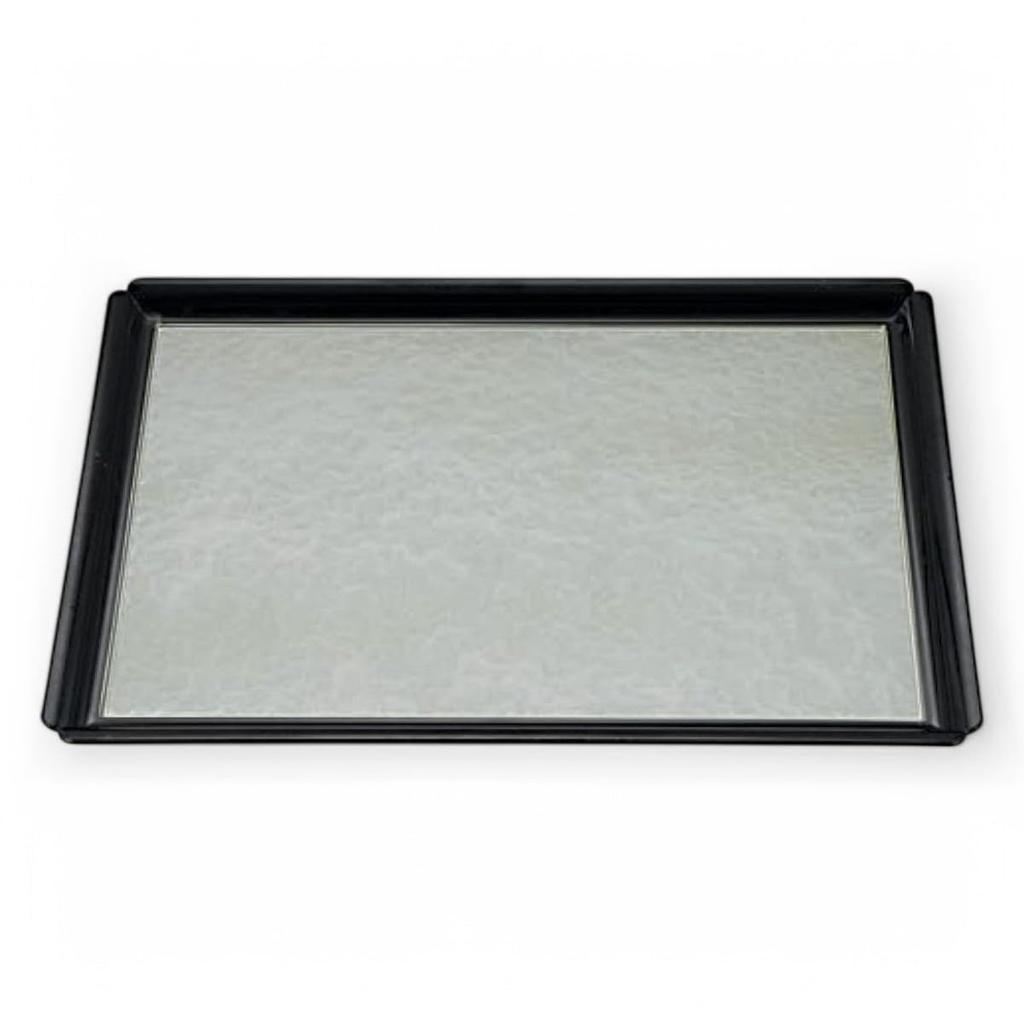 Made In Perfect As a Mokko Green Cloud Black Lacquer X X J-kitchens Placemat, Japan, Gift, Tray, 2-Shaku Square, Pattern, Small, (36.5cm 27.2cm 2cm)