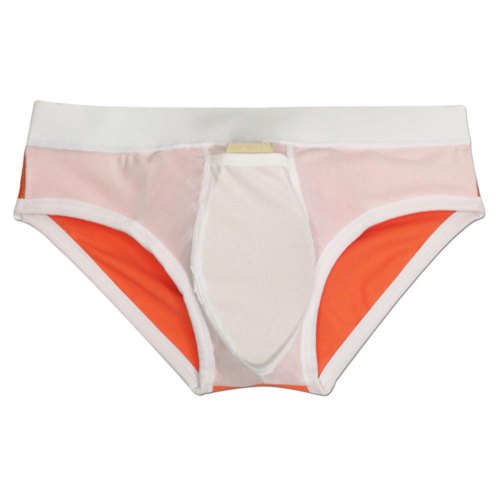 UXH Men's Color Block Fashion Thong Swimsuit with Comfortable Cup Pouch