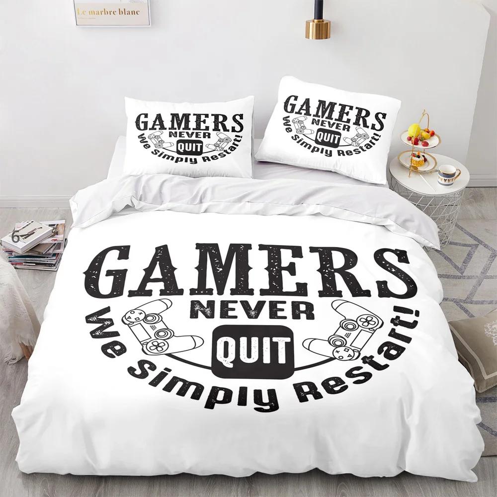 Ensemble Housse de Couette Imprimée Jeu Manette de Jeu Vidéo Ensemble de Literie pour Enfants Adolescents Garçons Chambre Housse de Couette avec Taie d'Oreiller