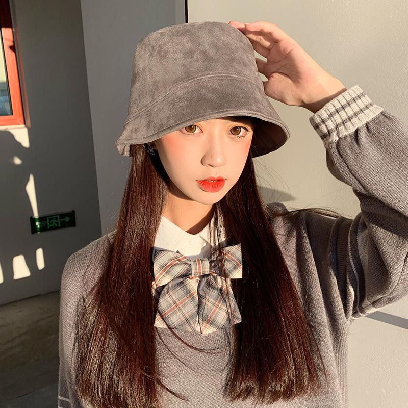 Hat for Women In Autumn and Winter Suede Fisherman Hat Solid Color Light Board Bucket Hat Men Trendy Outdoor Versatile Pot Hat Casual Versatile