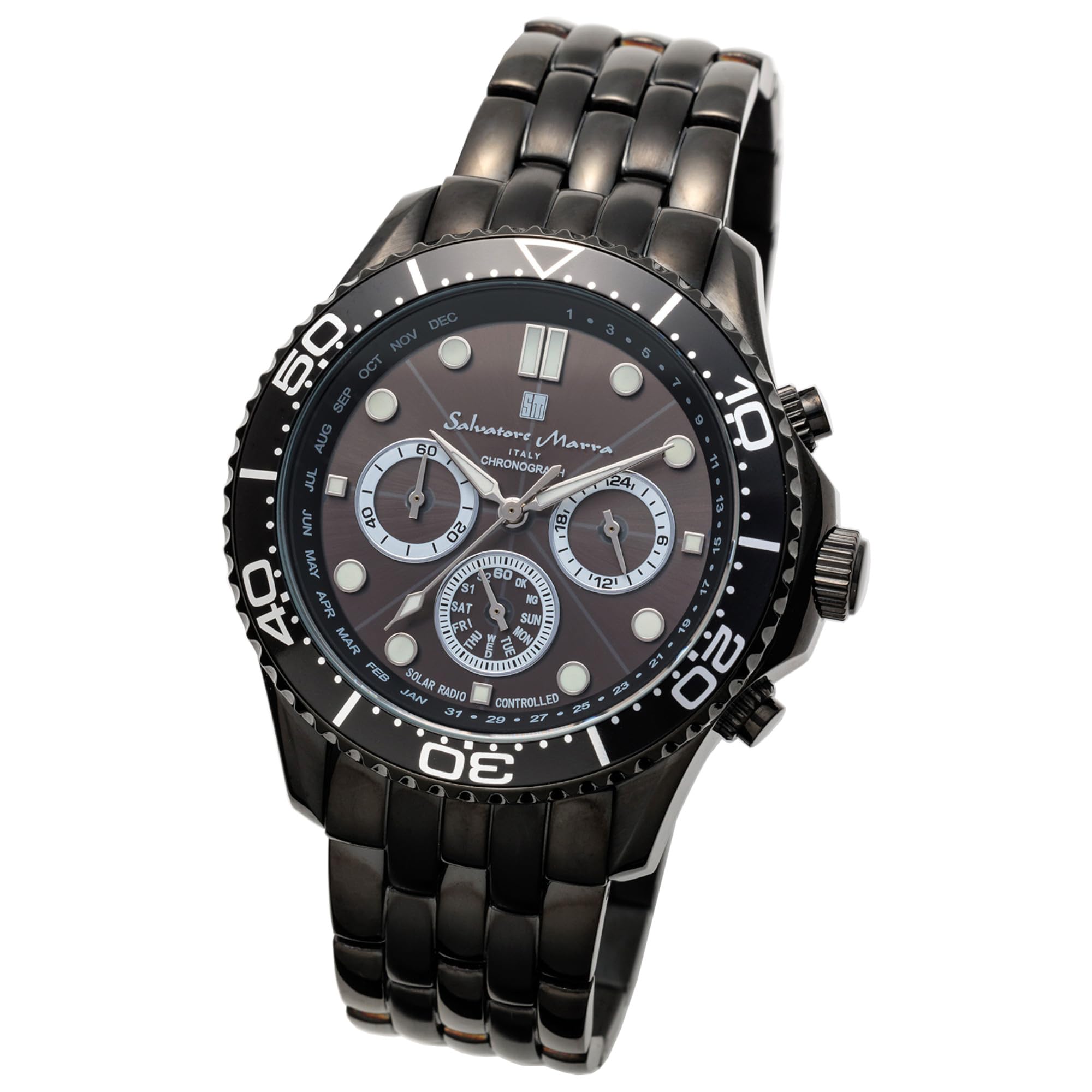 

Salvatore Marra Solar Analog Quartz Limited Edition Men s Radio-Controlled Watch, Movement, Waterproof, BKBK, [Product]