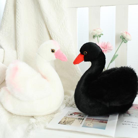 25cm Cute Black/White Swan Companion PP Cotton Plush Animal Doll Stuffed Toy Children Gift
