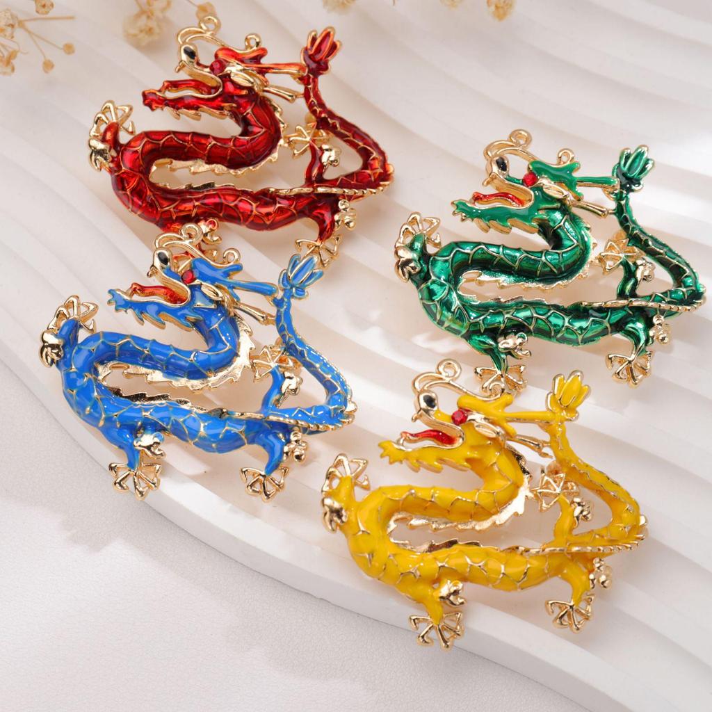 Chinese Zodiac Dragon Totem Brooch - High-end Men's Suit Accessory