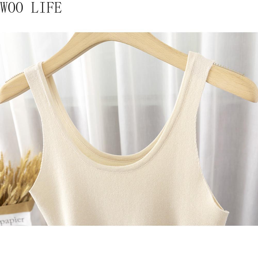 Women Knit Cami Top Sleeveless Slimming Cropped Summer Wear Outwear Layering Basic Tee