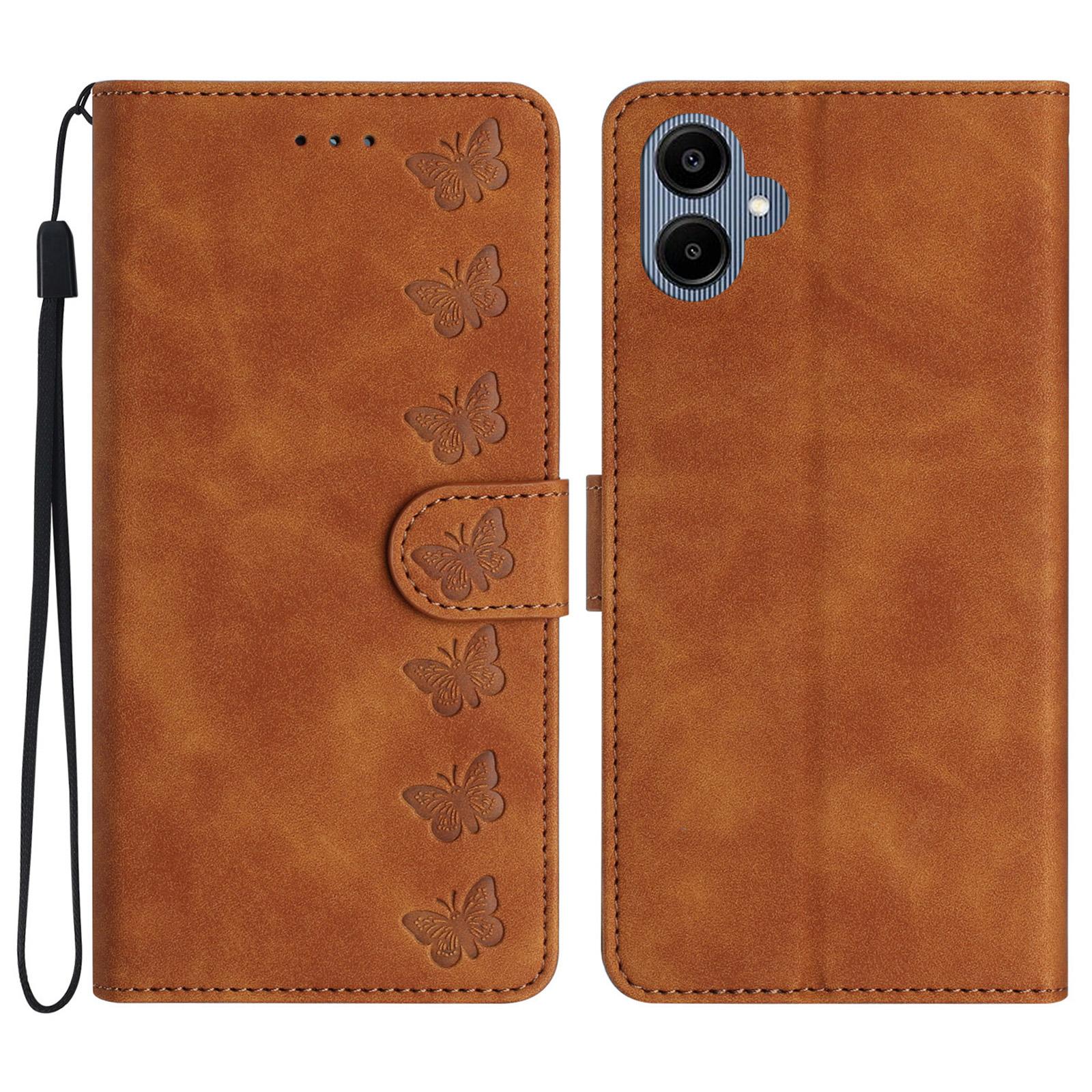 

For Samsung Galaxy A06 4G Case Imprinted Butterfly Leather Wallet Phone Cover A