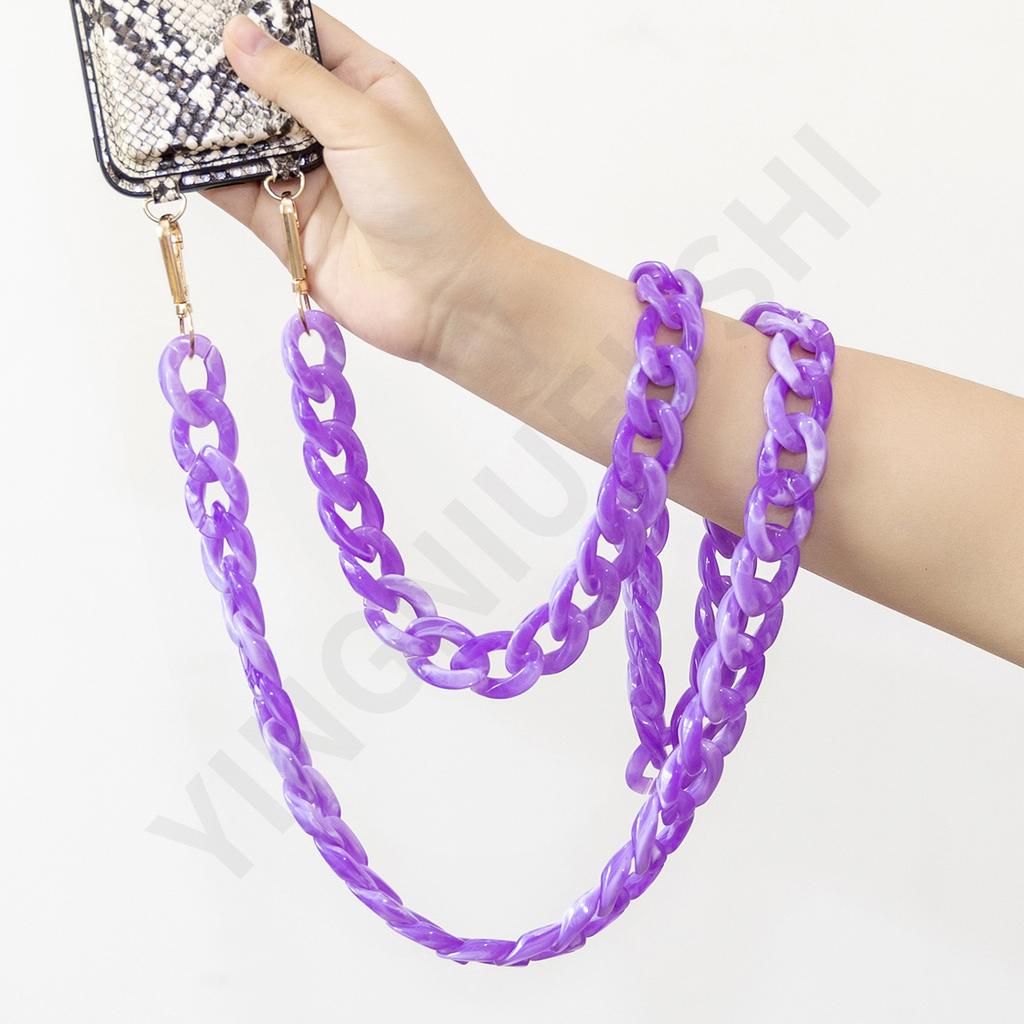 European and American Fashion Solid Color Acrylic Chain Mobile Phone Chain Long Neck Hanging Convenient Messenger Mobile Phone Hanging Chain 