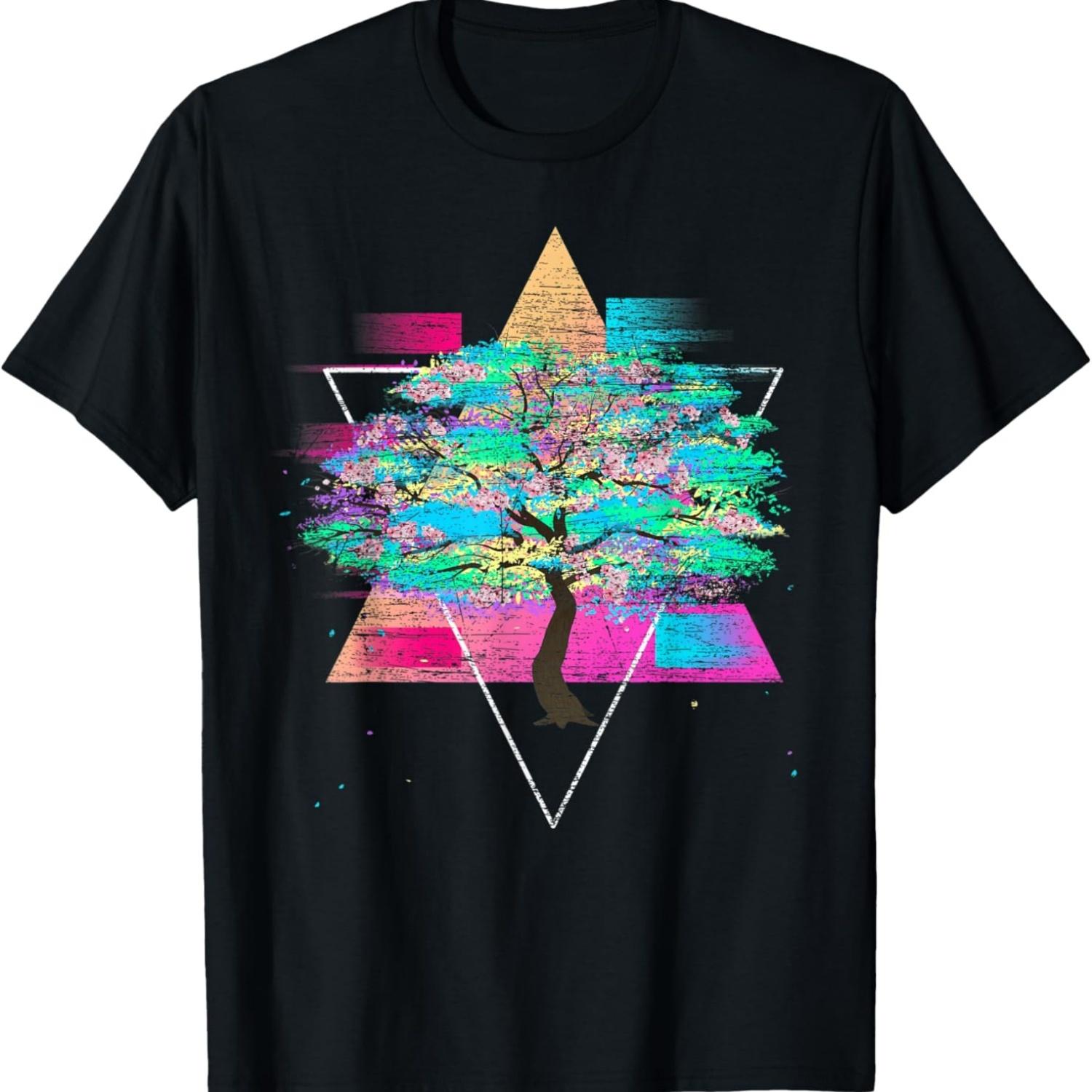 Flower Sakura Tree Vaporwave Cherry Blossom T-Shirt S чёрный