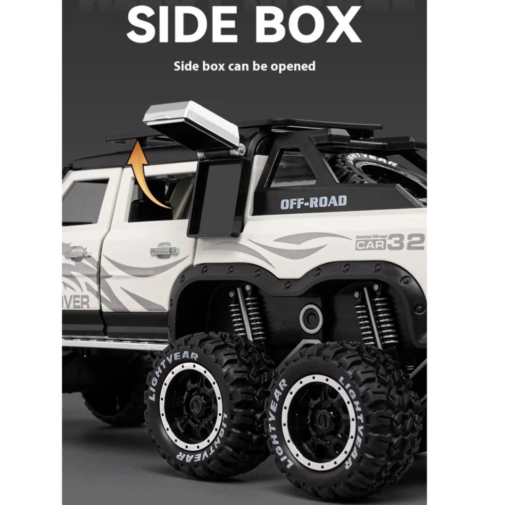 1/24 Scale Large  Land Rover Defender 6x6 Super Off Road Vehicle Alloy Diecast Model Car Sound & Light Child Toy Birthday Gift for Kids