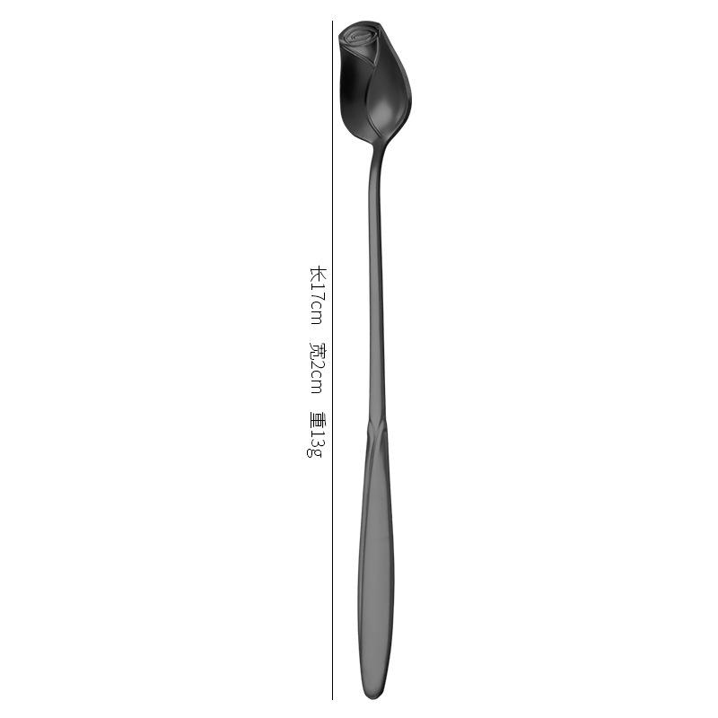 Stainless Steel Rose Flower Long Handle Coffee & Teaspoon