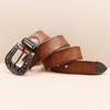 Men's Genuine Leather Western Belt with Texan Buckle - Top Layer Cowhide, Retro Style, Stock Clearance.