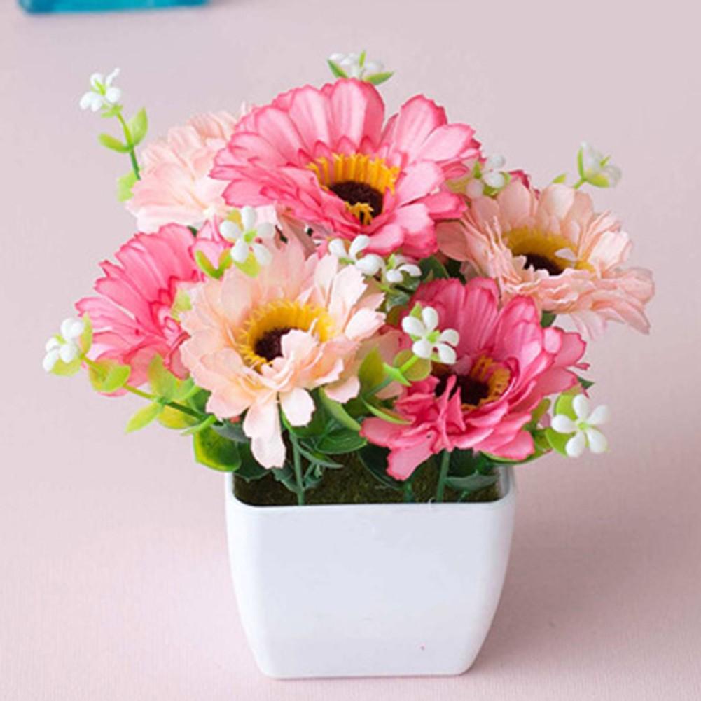 Modern Plastic Outdoor Artificial Flowers Fake Plants In Pot Garden Decoration