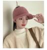 Women's Fleece-lined Wool Knitted Wide Brim Visor Hat for Autumn & Winter Sports