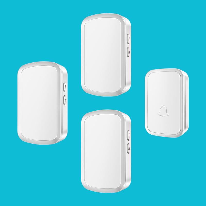 Wireless Battery-Powered Outdoor Waterproof Doorbell with Simple Remote Control All White