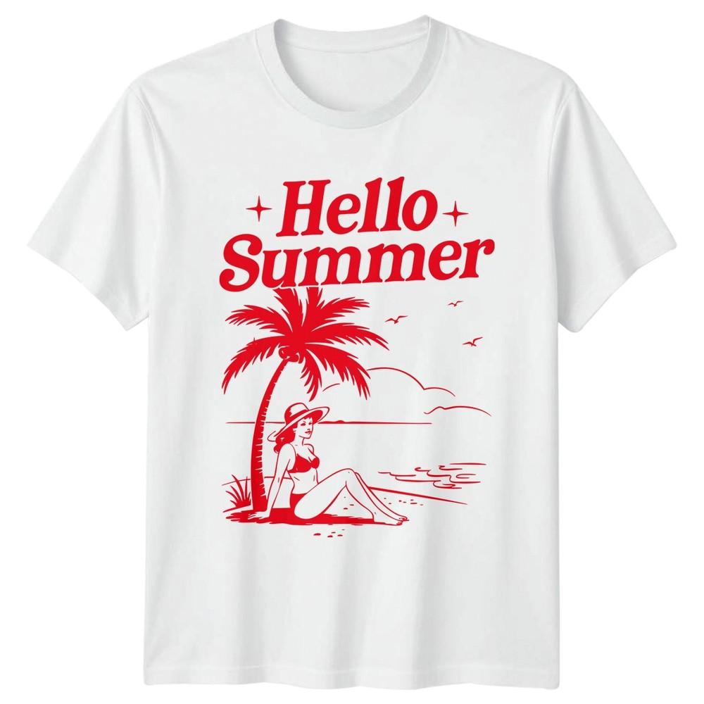 Hello Summer Beach Vacation Graphic Tee Unisexs TShirt Unisexs Top S
