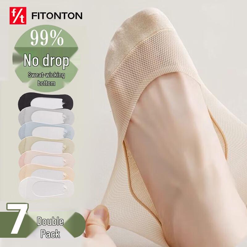 FitonTon Women s Summer Anti-Slip Invisible Liner Socks - 7 Pair Pack One Size