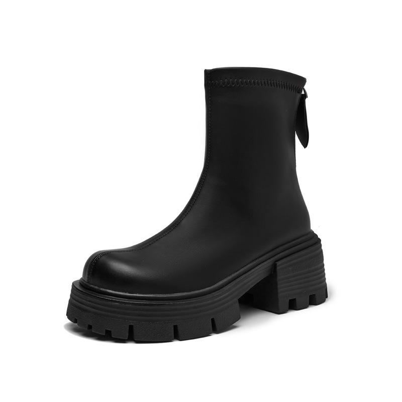 

Осень и зима новые женские ботинки на толстом каблуке с круглым носком короткие ботинки ботинки Мартин женские тонкие маленькие тонкие ботинки 36 чёрный