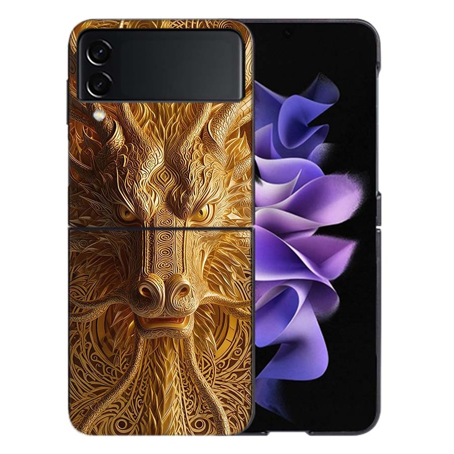 Golden Holy Dragon Coque For Samsung Z Flip7 6 Galaxy Case Shockproof Z Flip5 Z Flip3 4 5G Hard Cover Phone TPU PC Hard Funda