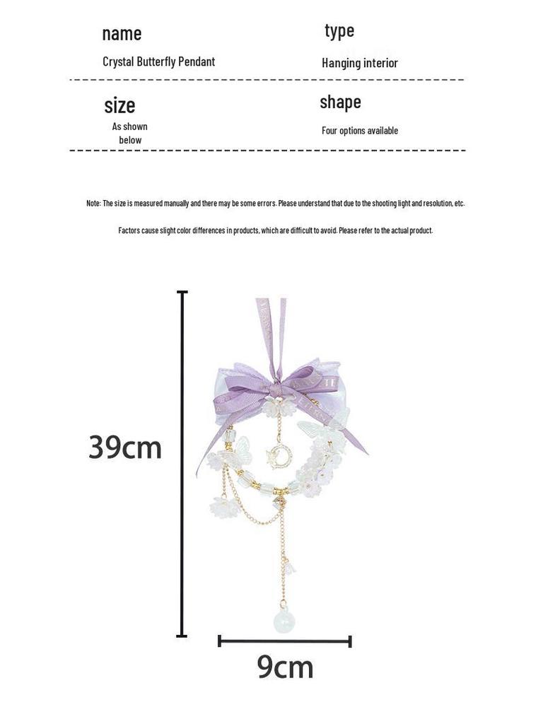 Crystal Bow Car Pendant: Fashionable Goddess Ornament for Car Interior