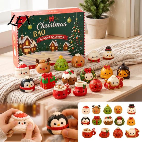 Holiday Countdown Gift Christmas Squeeze Advent Calendar 2026, 24 Days Dumpling Fidget Toys Calendar, Soft Sensory Stress Relief for Adults,