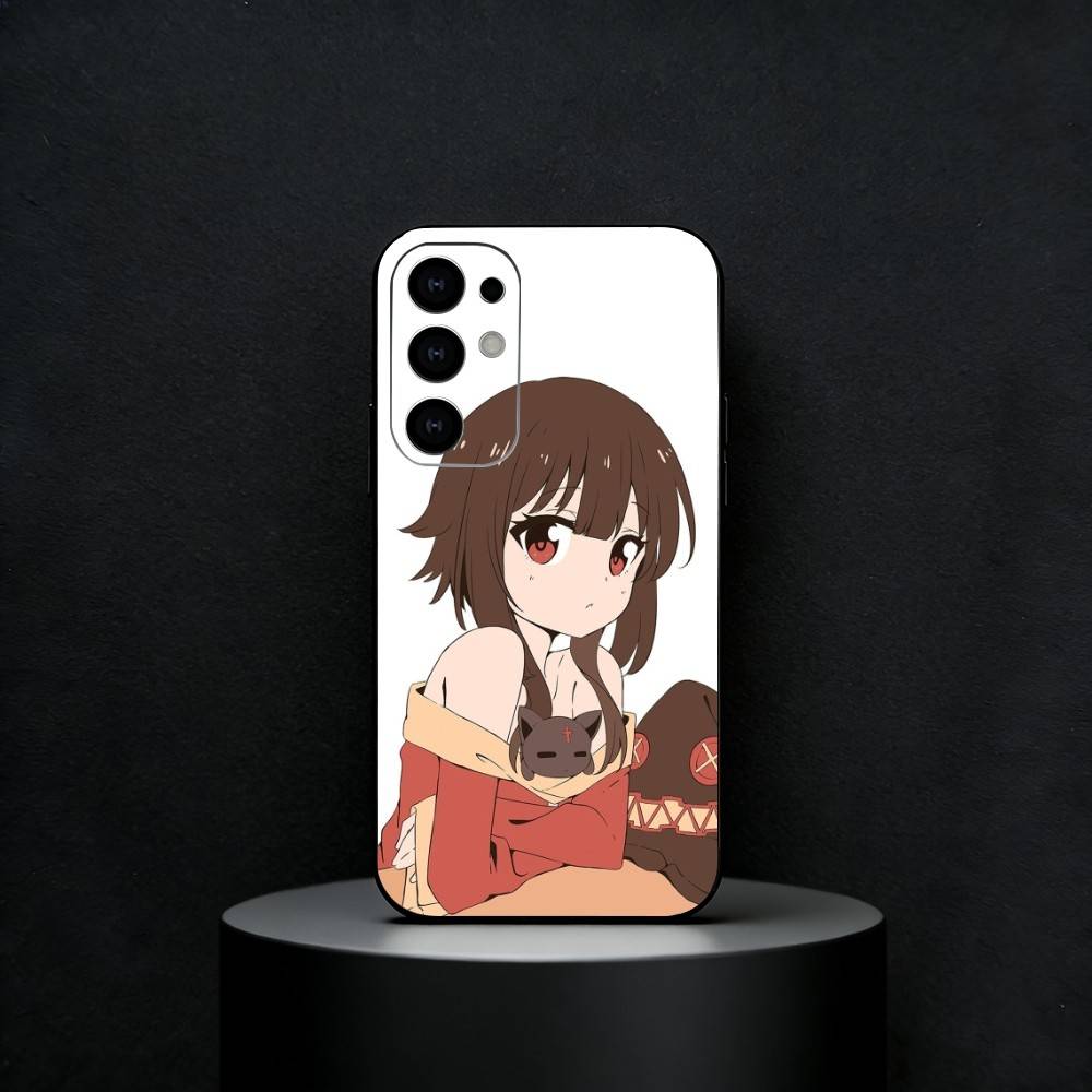 Megumin Anime K-KonoSubaS Phone Case For Samsung S25,S24,S23,S22,S21,S20,Ultra,Plus,FE Black Soft Cover