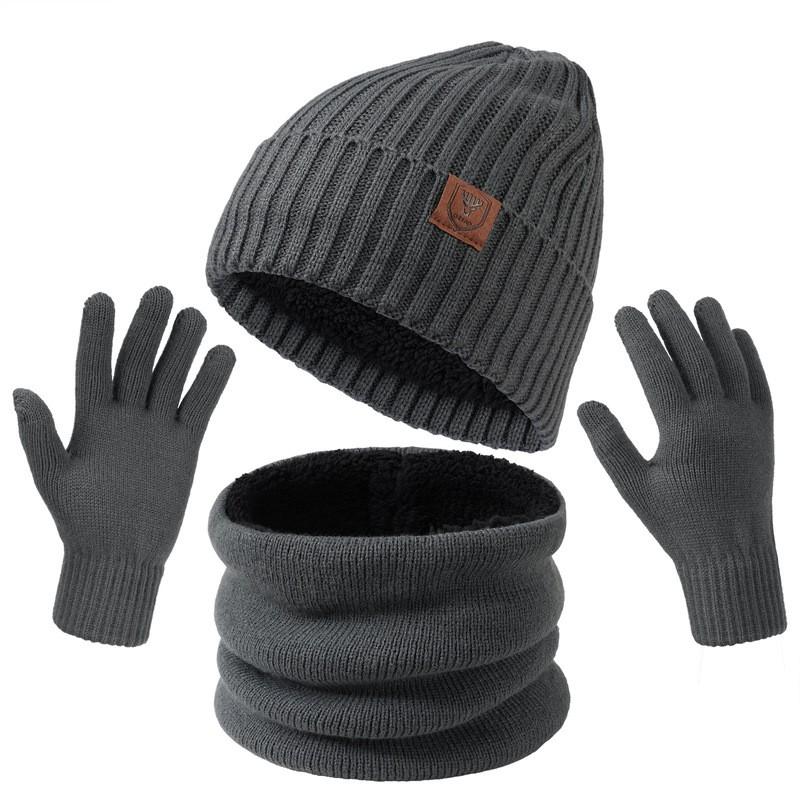 Acrylic Knit Winter Hat Scarf Gloves Set Adults Warm Lightweight Casual 3-Piece Accessory Kit In Multiple Colors