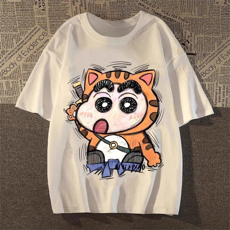 

Crayon Shin Chan and Shiro Pure Cotton Short Sleeve T Shirt Unisex Summer Loose Casual Comfortable Versatile Top S