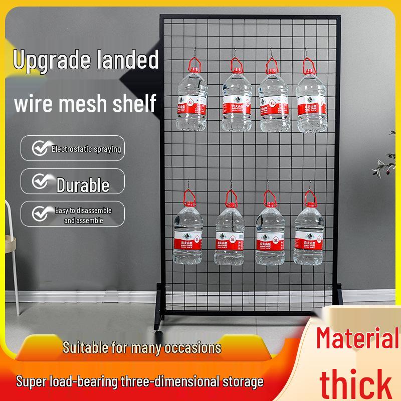 

Металлическая сетчатая стойка-дисплей для искусства, полок и мобильных аксессуаров White 100*120 with 40 hooks and wheels