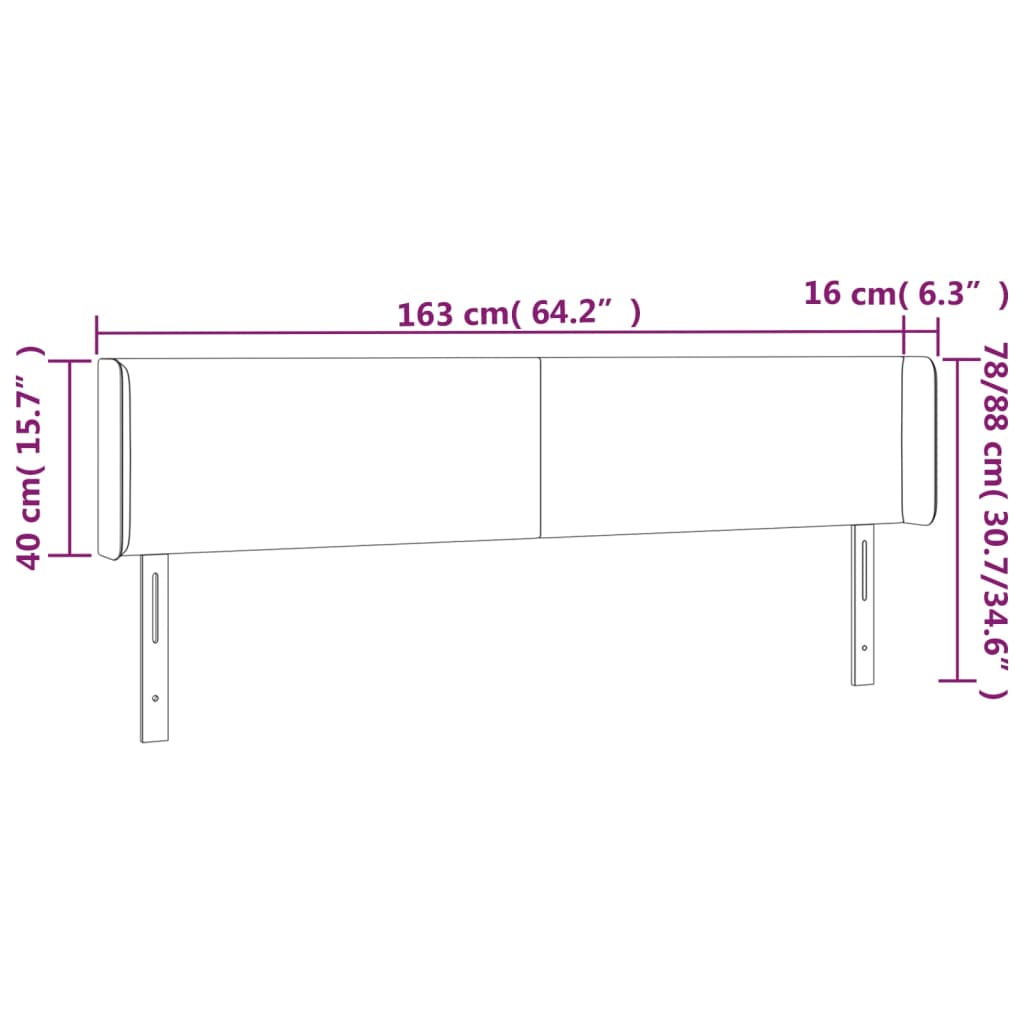 Vidaxl Zagłówek Do Łóżka Z Led, Kremowy, 163X16X78/88 Cm, Tkanina