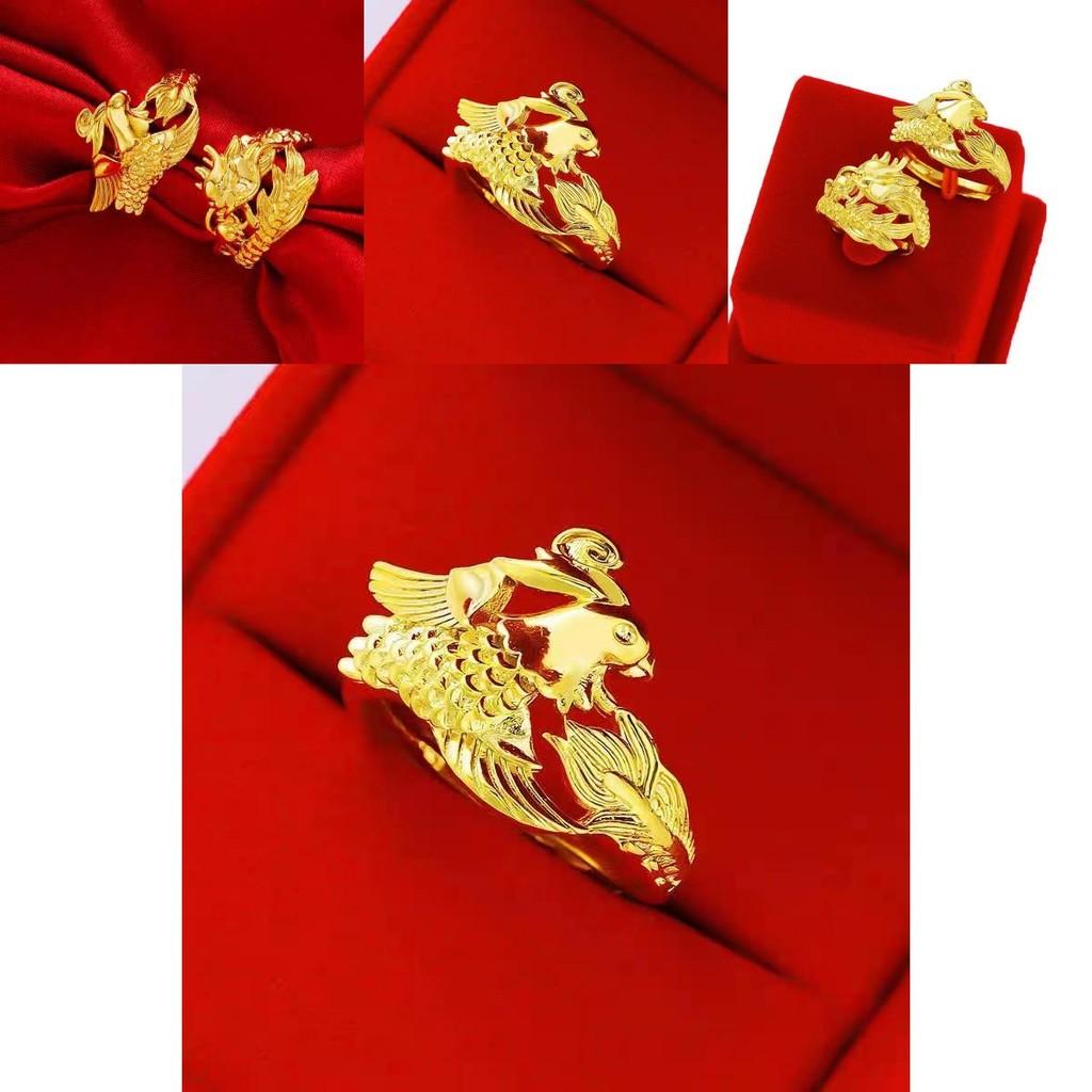 Elegant And Adjustable Couple Ring Featuring Dragon And Phoenix Design Ideal For Unisex